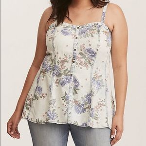Torrid Denim Floral Tank